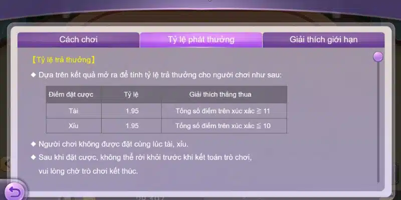 Quy định về thắng thua trong game Tài Xỉu